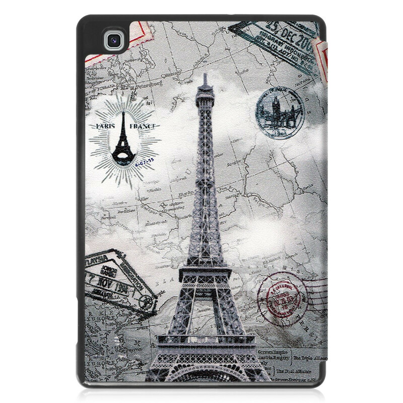 Smart Case Samsung Galaxy Tab S6 Lite Retro Stylo houder Eiffeltoren