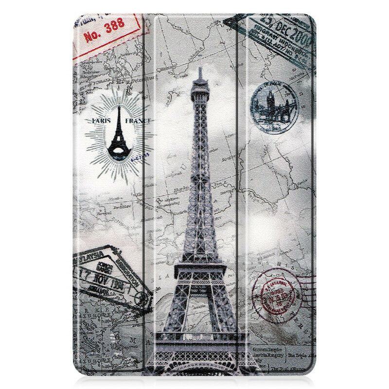 Smart Case Samsung Galaxy Tab S6 Lite Retro Stylo houder Eiffeltoren