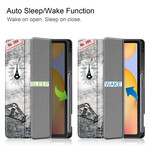 Smart Case Samsung Galaxy Tab S6 Lite Retro Stylo houder Eiffeltoren