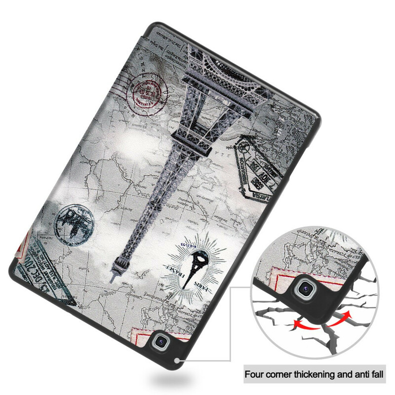 Smart Case Samsung Galaxy Tab S6 Lite Retro Stylo houder Eiffeltoren