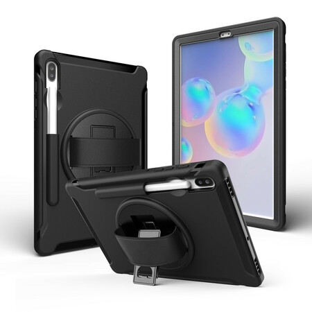 Samsung Galaxy Tab S6 drievoudige beschermhoes met riem en standaard