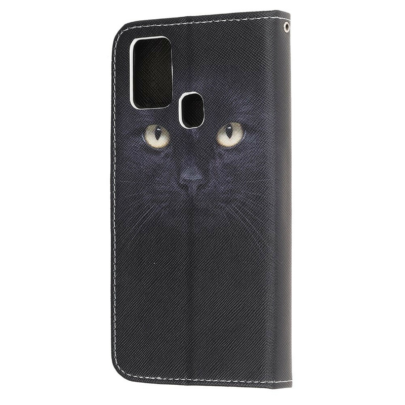Samsung Galaxy M31 Zwart Kattenoog Hoesje met Koord