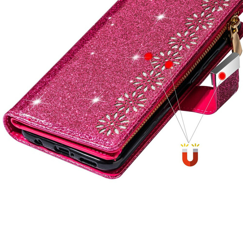 Samsung Galaxy Note 20 Glitter Portemonnee Zip Case