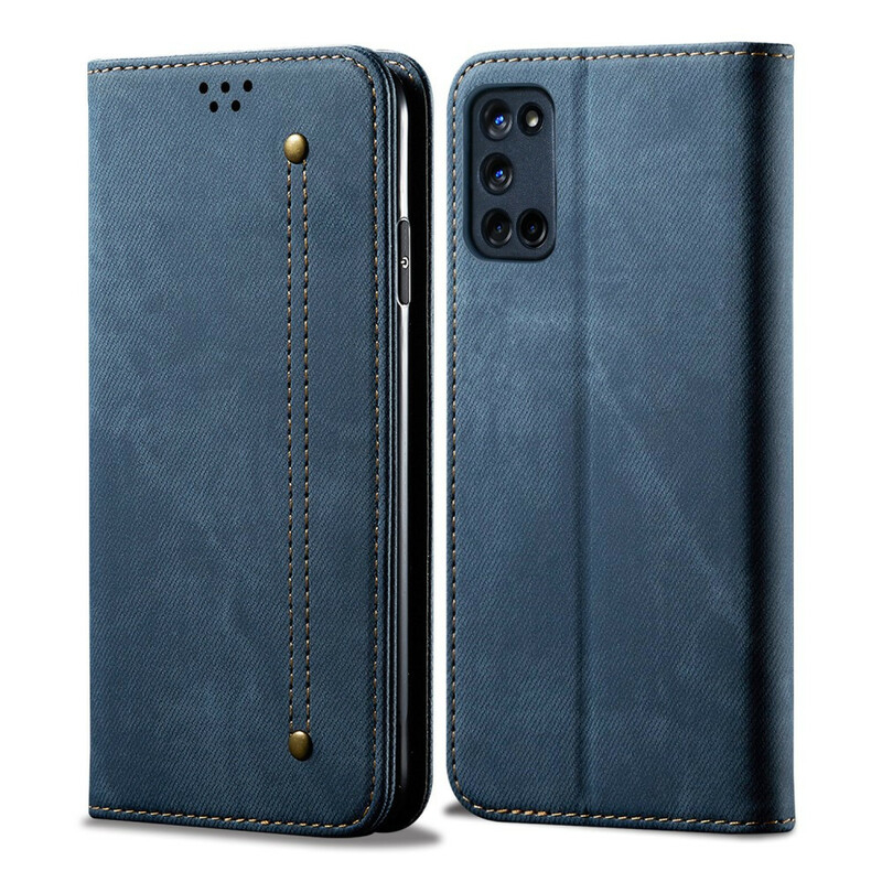 Flip Cover Oppo A72 Kunstlederen Jeans Textuur