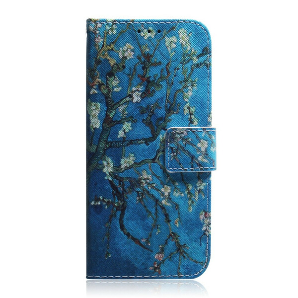 Xiaomi Redmi Note 9 geval gebloemde boom blauwe achtergrond