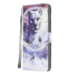 Xiaomi Redmi 9C Winter Wolf Case met riem