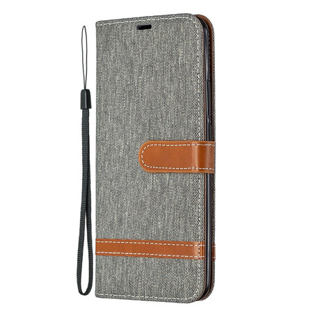 Xiaomi Redmi 9 stof en leer effect riem case