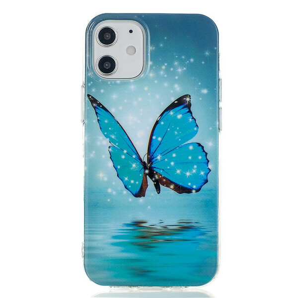 iPhone 12 Vlinder Hoesje Blauw Fluoriserend