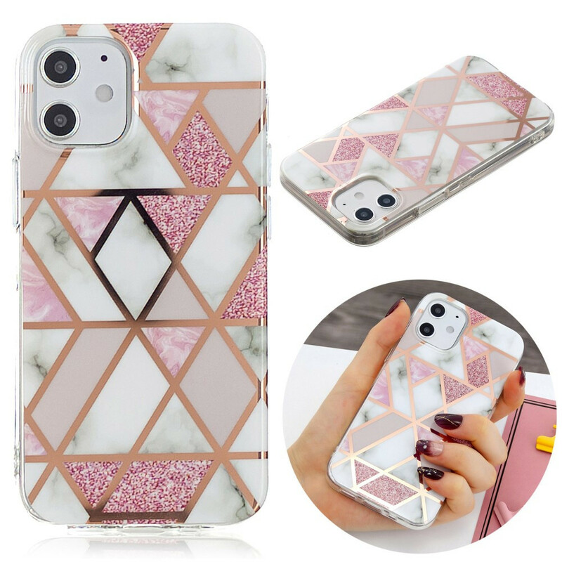 Case iPhone 12 Marble Geometrie Gekleurde 2