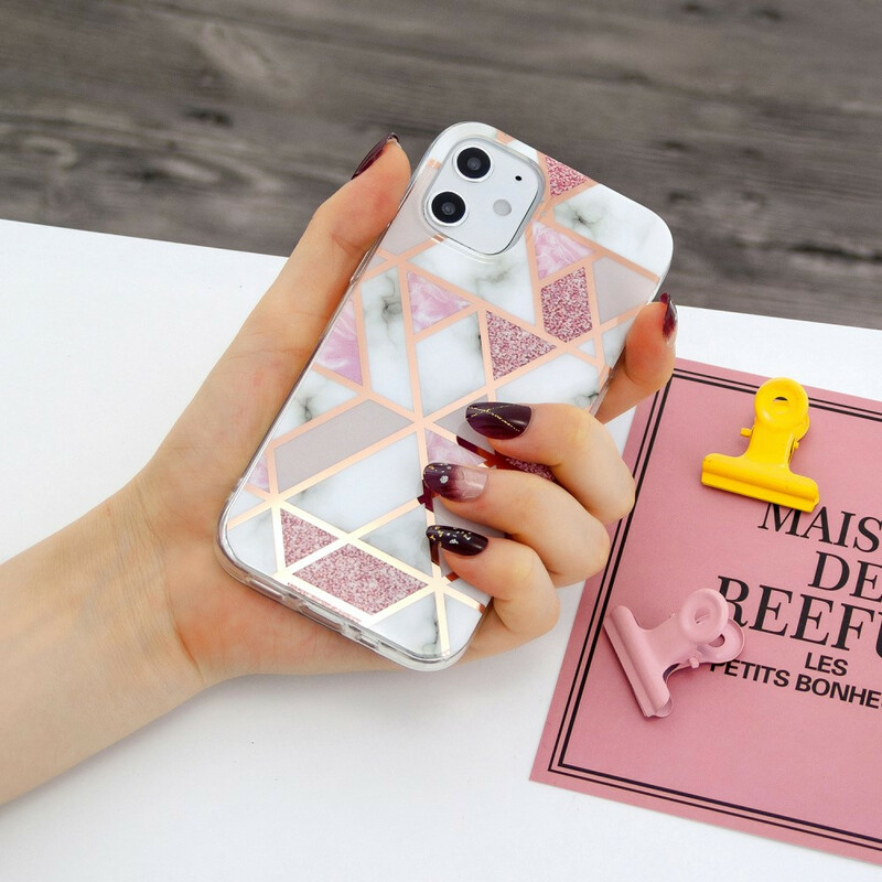 Case iPhone 12 Marble Geometrie Gekleurde 2