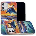 Case iPhone 12 Dolfijnen op de vlucht