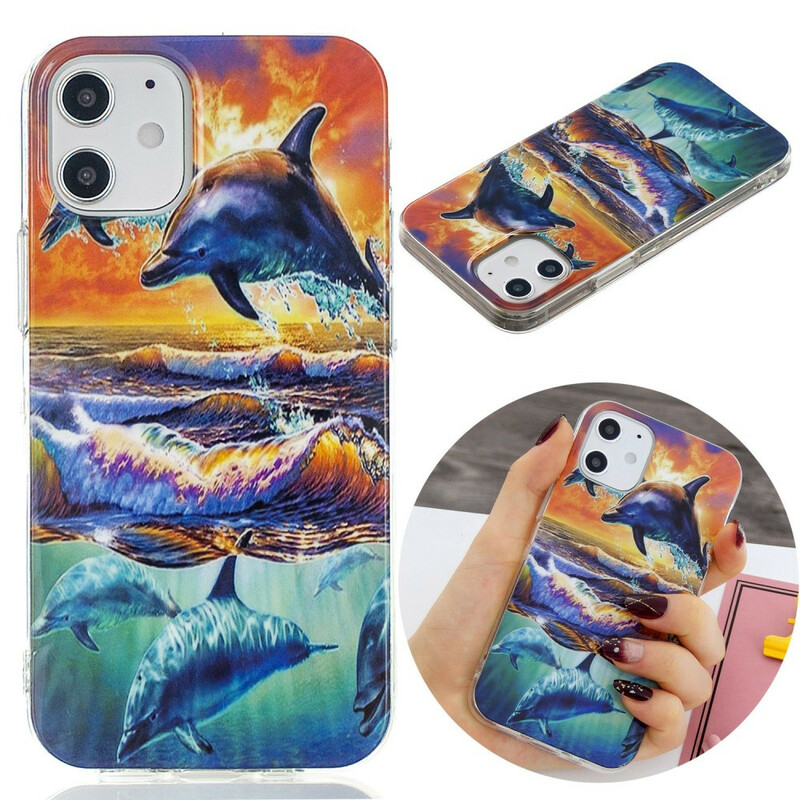 Case iPhone 12 Dolfijnen op de vlucht