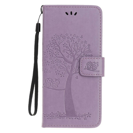 Hoesje voor iPhone 12 Boom en uilen met riem