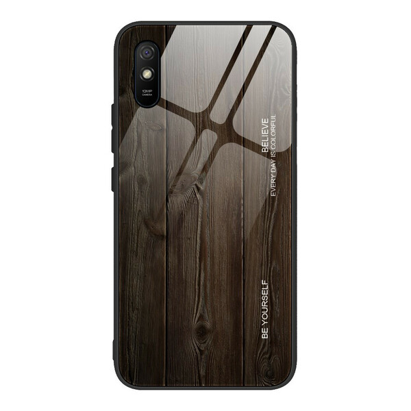 Xiaomi Redmi 9S Gehard Glazen Hoesje Hout Ontwerp