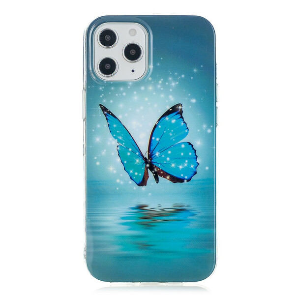 Case iPhone 12 Pro Max Vlinder Blauw Fluorescerend