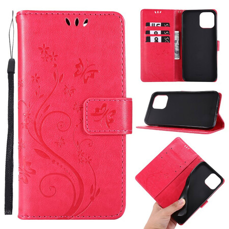 Case iPhone 12 Pro Max Vlinders en Bloemen Lanyard