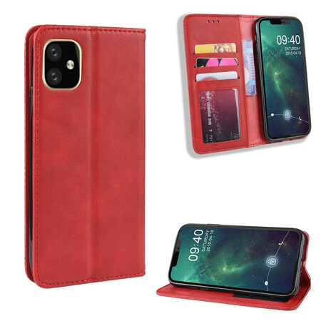 Flip cover iPhone 12 Pro Max leer effect Vintage stijlvol