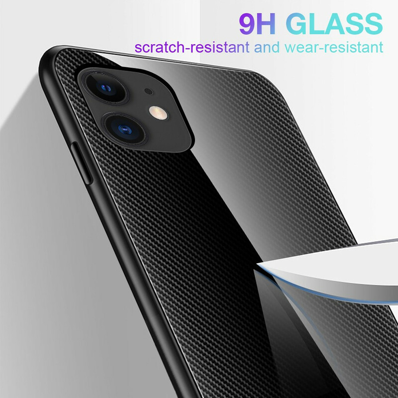 iPhone 12 Pro Max Case Gehard Glas Koolstofvezel Klassiek