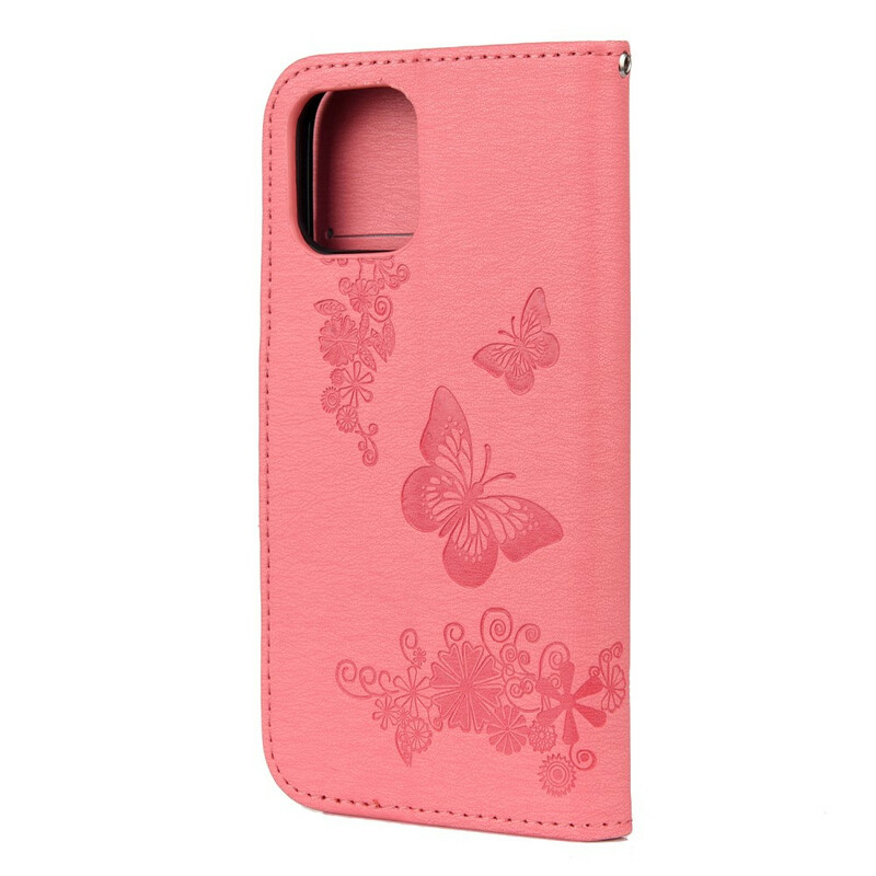 Beschermhoesje voor iPhone 12 Pro Max Schitterende Vlinders met riem