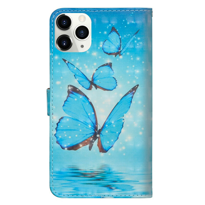 Beschermhoesje voor iPhone 12 Max / 12 Pro Licht Spot Blauw Vlinders