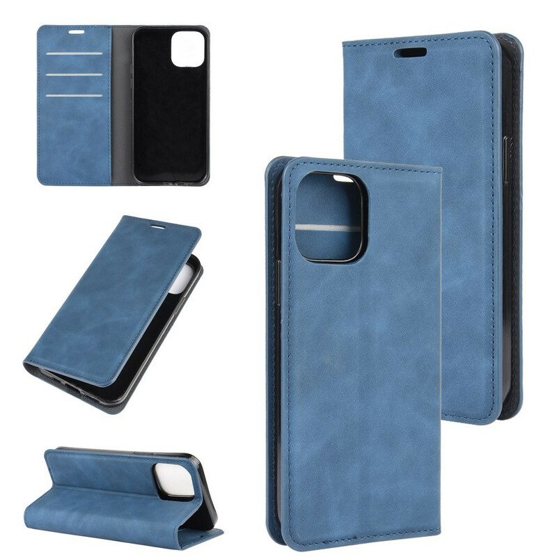 Flip cover iPhone 12 Max / 12 Pro Zacht Leder Effect