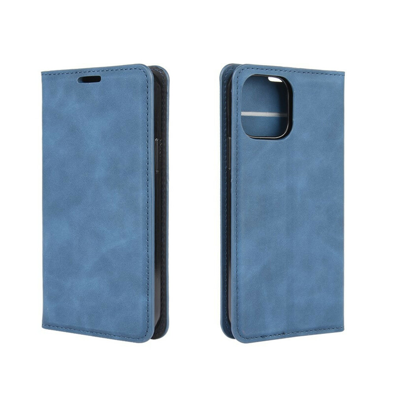 Flip cover iPhone 12 Max / 12 Pro Zacht Leder Effect
