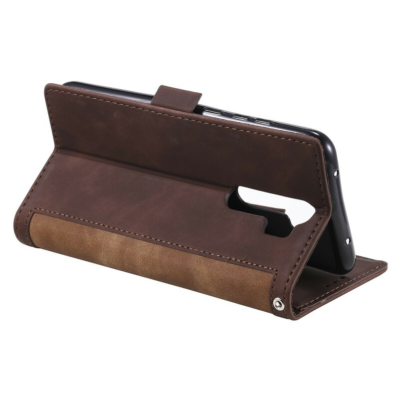 Xaiomi Redmi 9 tweekleurige kunstlederen hoesje met versterkte contouren Xaiomi Redmi 9 tweekleurige kunstlederen hoesje met versterkte contouren