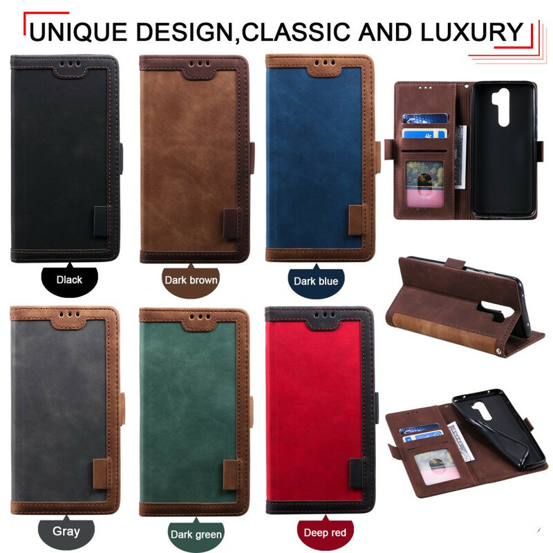 Xaiomi Redmi 9 tweekleurige kunstlederen hoesje met versterkte contouren Xaiomi Redmi 9 tweekleurige kunstlederen hoesje met versterkte contouren