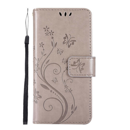 Case iPhone 12 Vlinders en Bloemen Lanyard