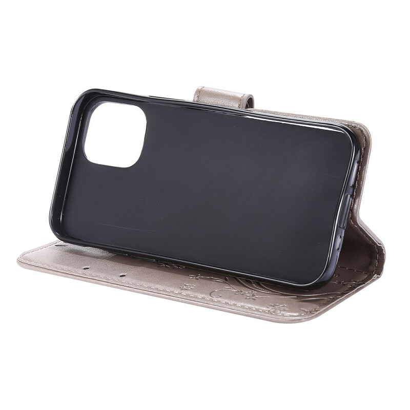 Case iPhone 12 Vlinders en Bloemen Lanyard