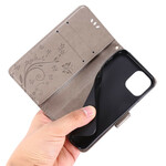 Case iPhone 12 Vlinders en Bloemen Lanyard