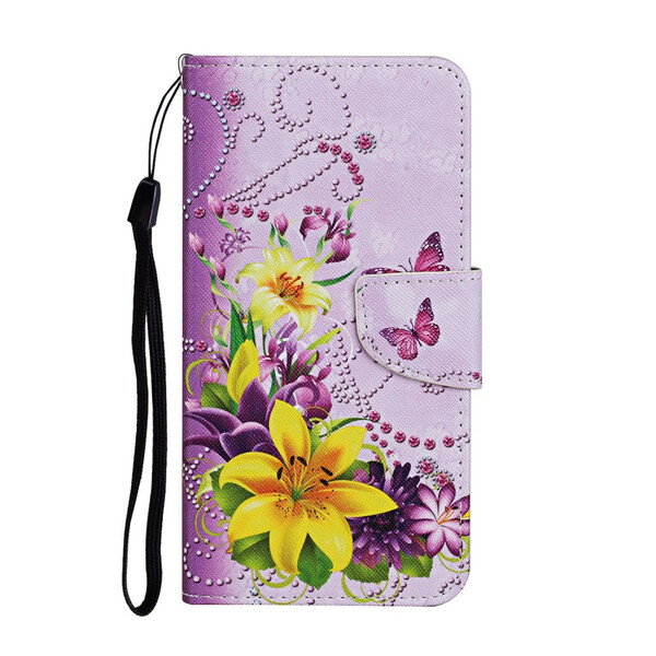 Honor 9C Vlinders en Zuidelijke Bloemen Lanyard Hoesje