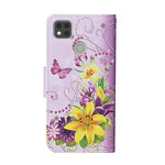 Honor 9C Vlinders en Zuidelijke Bloemen Lanyard Hoesje