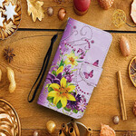 Honor 9C Vlinders en Zuidelijke Bloemen Lanyard Hoesje