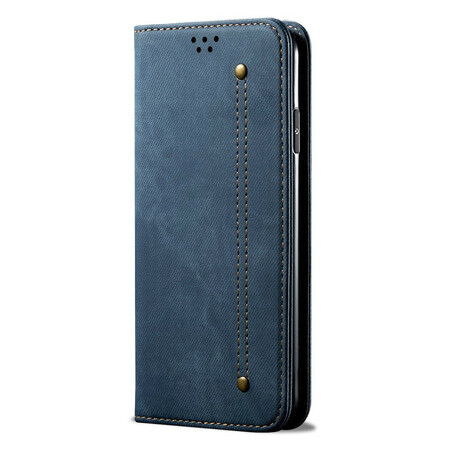 Flip Cover iPhone 12 kunstleer Jeans textuur