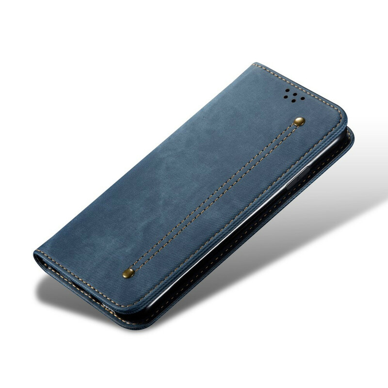 Flip Cover iPhone 12 Pro Max Kunstleer Textuur Jeans