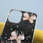 Hoesje iPhone 12 Max / 12 Pro Glitter 3D Vlinders