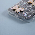 Hoesje iPhone 12 Max / 12 Pro Glitter 3D Vlinders