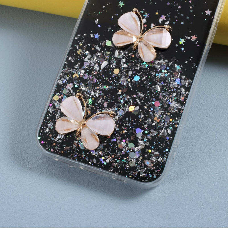Hoesje iPhone 12 Max / 12 Pro Glitter 3D Vlinders