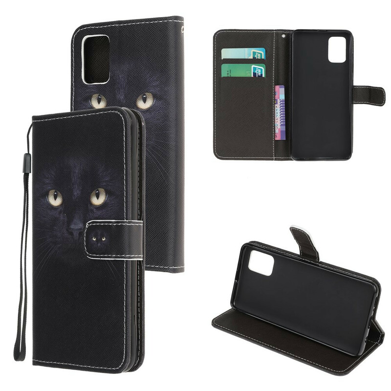 Samsung Galaxy A31 zwart kat oog riemen geval Samsung Galaxy A31 zwart kat oog riemen geval