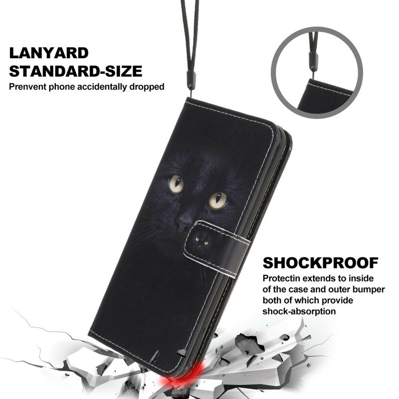 Samsung Galaxy A31 zwart kat oog riemen geval Samsung Galaxy A31 zwart kat oog riemen geval