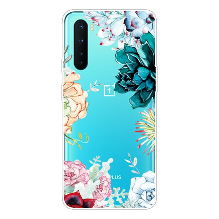 OnePlus North Transparante Waterverf Bloem Case
