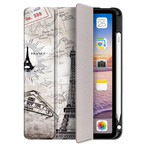 Smart Case iPad Air 10.9" (2020) Retro Eiffeltoren met stylus houder