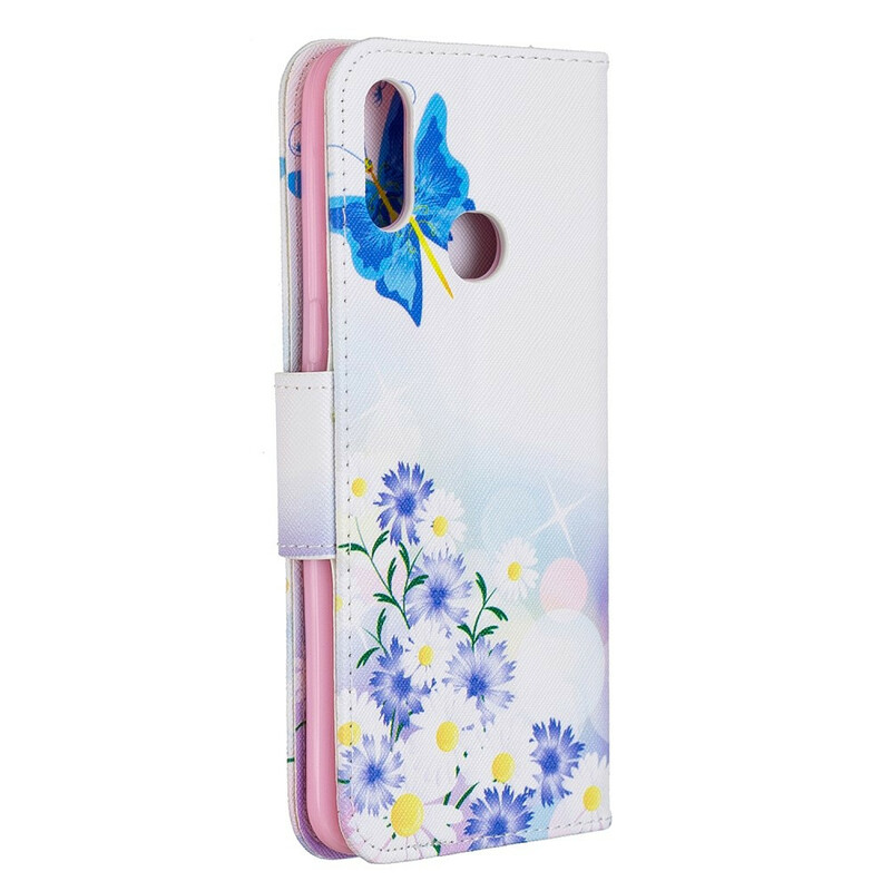 Samsung Galaxy A10s Hoesje Beschilderde Vlinders en Bloemen