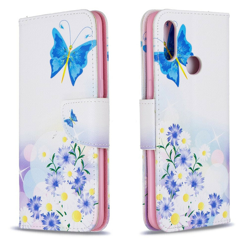 Samsung Galaxy A10s Hoesje Beschilderde Vlinders en Bloemen