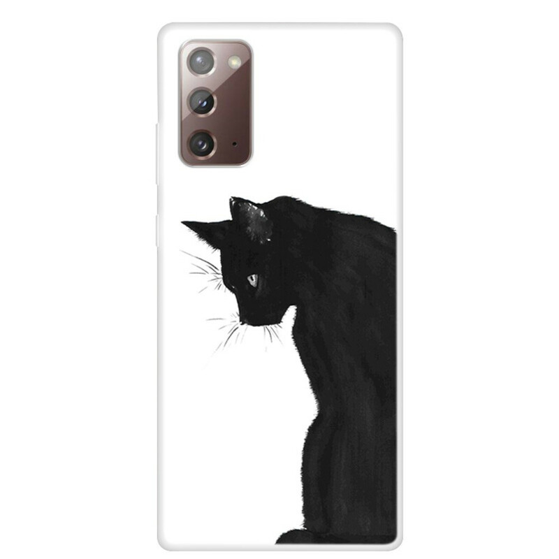 Samsung Galaxy Note 20 Cover Peinzende Zwarte Kat