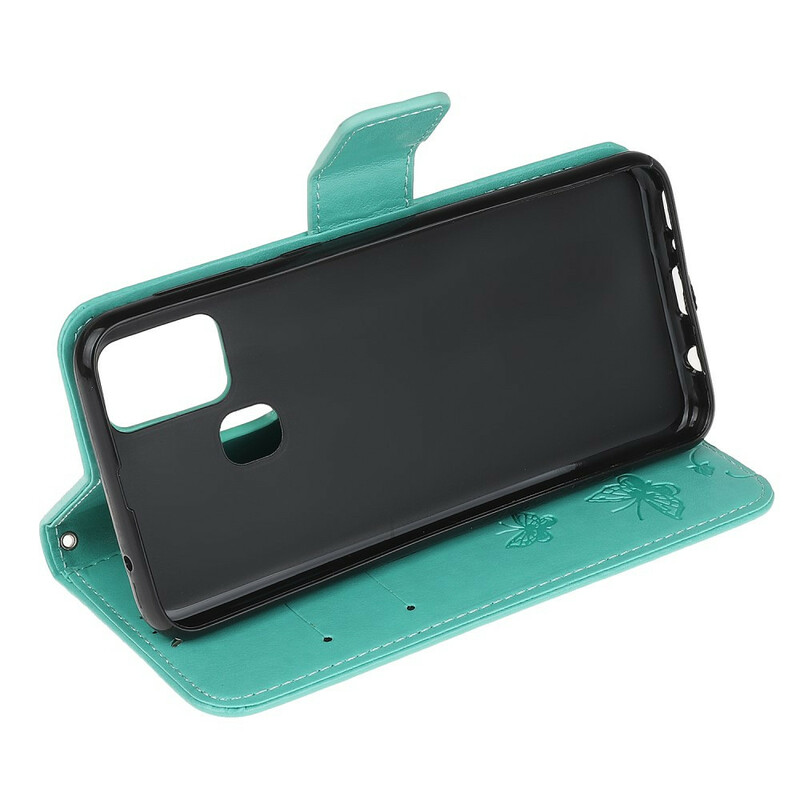 Samsung Galaxy M21 Vlinders en Bloemen Koord Hoesje