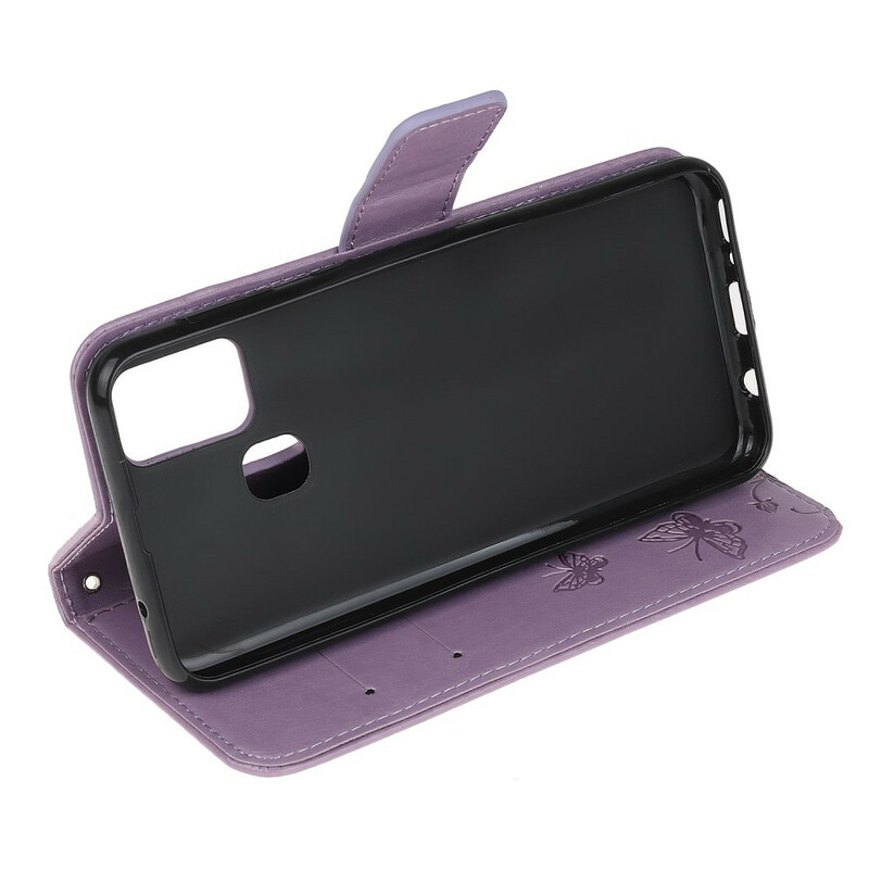 Samsung Galaxy M21 Vlinders en Bloemen Koord Hoesje