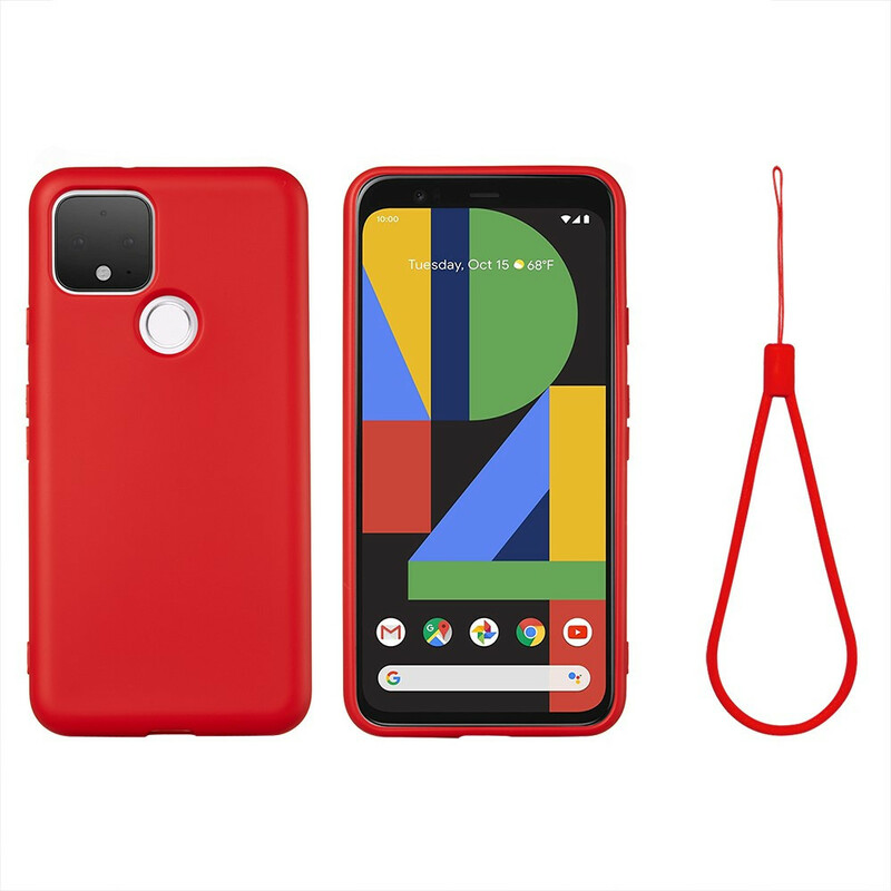 Google Pixel 4A 5G Hoesje Liquid Silicone Design met riem