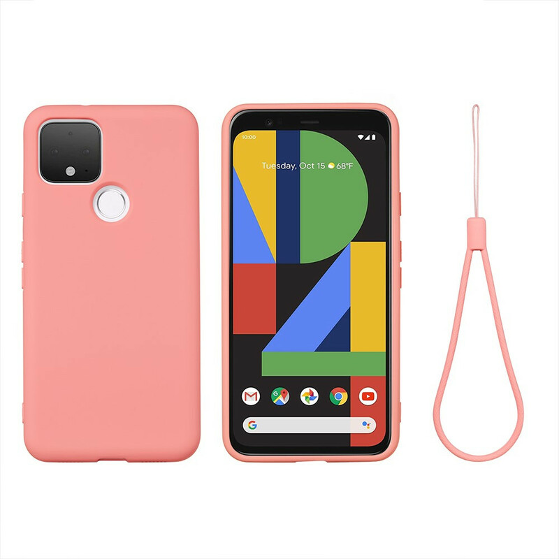 Google Pixel 4A 5G Hoesje Liquid Silicone Design met riem